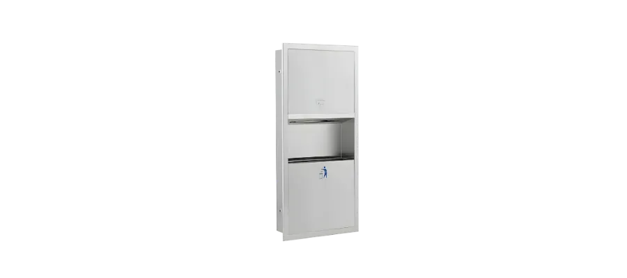 Sıva altı z havlu çöp kovası dolabı ankastre paslanmaz çelik banyo kombinasyon ünitesi.
